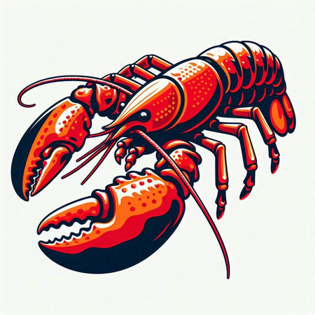 Lobster. Vector illustration of a red lobster isolated on white background.のイラスト素材