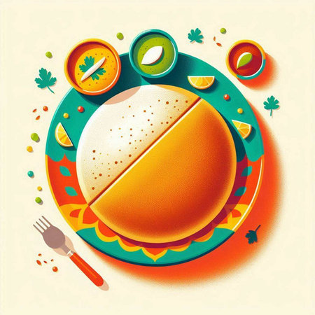 Illustration of a cheeseburger on a plate with a forkのイラスト素材