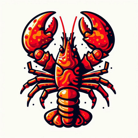 Lobster icon isolated on white background. Crayfish vector illustration.のイラスト素材