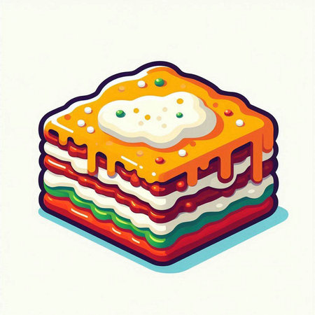 Illustration of a layered lasagna on a white background - vectorのイラスト素材