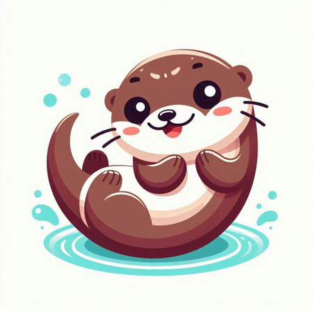 Cute cartoon otter. Vector illustration isolated on white background.のイラスト素材