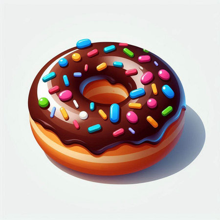 Donut with chocolate glaze on a white background. Vector illustration.のイラスト素材
