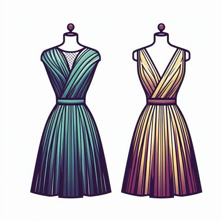 Dress design. Vector illustration of a woman's evening dress.のイラスト素材