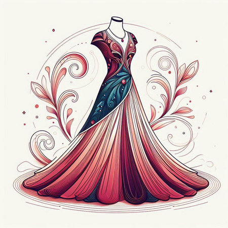 Wedding dress on a mannequin. Vector illustration.のイラスト素材