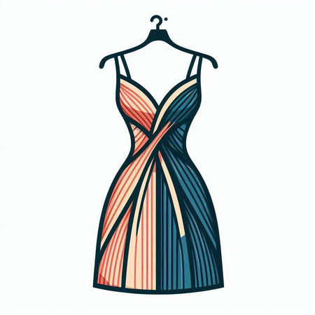 Women's dress on a hanger on a white background. Vector illustration.のイラスト素材