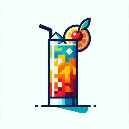 Cocktail vector icon. Flat illustration of cocktail icon for web designのイラスト素材