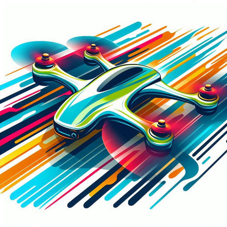 Drone on abstract colorful background. Vector illustration. Eps 10.のイラスト素材