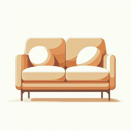 Sofa. Vector illustration of a sofa with pillows.のイラスト素材