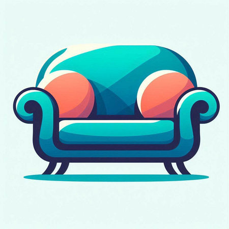 Sofa icon in cartoon style. Vector illustration for your designのイラスト素材