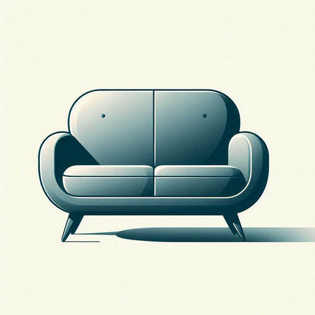 Illustration of a modern sofa in retro style. Vector illustration.のイラスト素材