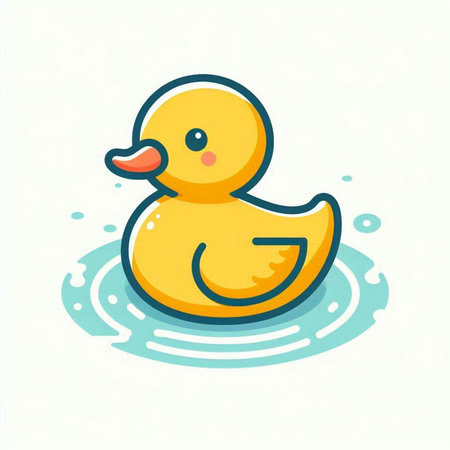 Cute rubber duck in water. Vector illustration in cartoon style.のイラスト素材