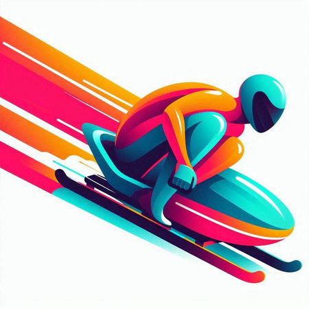 snowboarder riding fast on the track, vector illustration.のイラスト素材