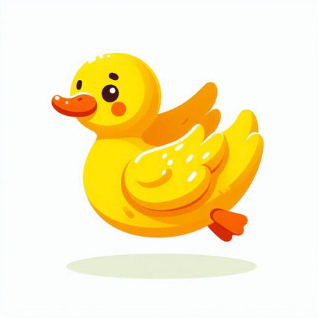 Cute yellow rubber duck on a white background. Vector illustration.のイラスト素材