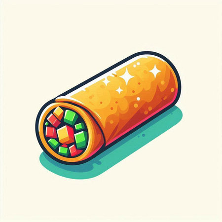 Vector illustration of a roll of burrito on a white background.のイラスト素材