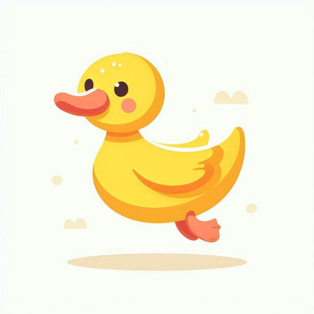 Cute yellow rubber duck on a white background. Vector illustration.のイラスト素材