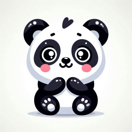 Cute panda bear cartoon vector illustration. Cute animal characterのイラスト素材