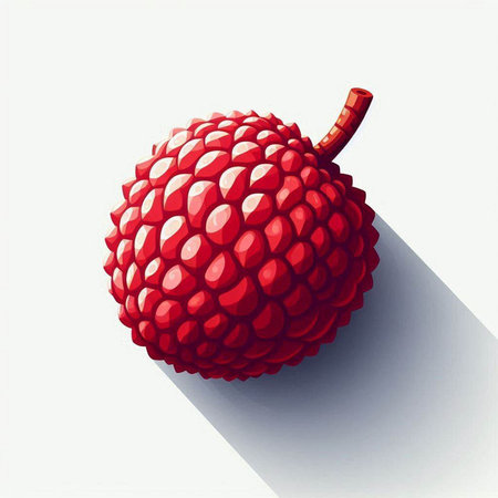 Lychee fruit on a white background with shadow. Vector illustration.のイラスト素材