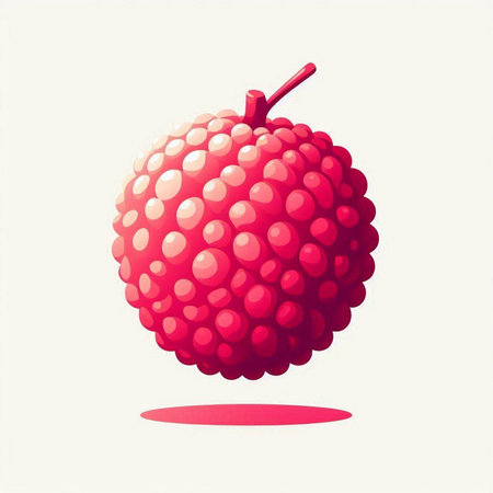 Lychee fruit on a white background. Vector illustration of a red lychee.のイラスト素材