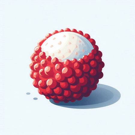 Illustration of a fresh lychee fruit on a white backgroundのイラスト素材