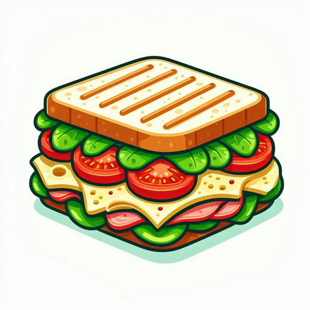Sandwich isolated on white background. Vector illustration of a sandwich.のイラスト素材