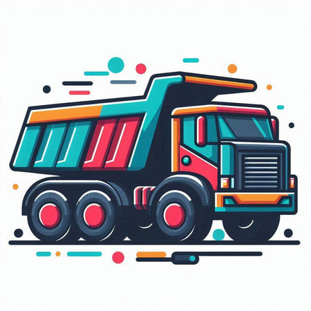 Dump truck isolated on white background. Colorful vector illustration.のイラスト素材