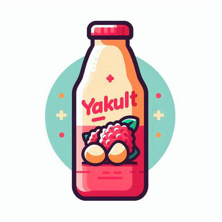 Raspberry juice in a bottle. Vector illustration in flat style.のイラスト素材