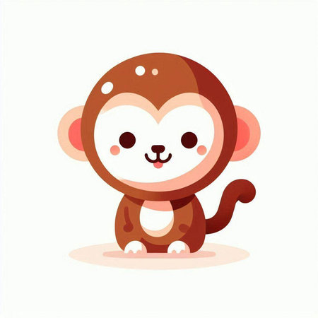 Cute cartoon monkey. Vector illustration isolated on a white background.のイラスト素材
