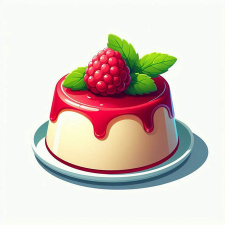 Illustration of a cake with raspberries on a white backgroundのイラスト素材