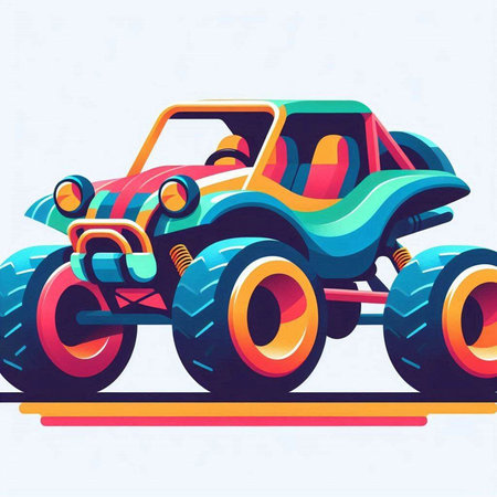 Colorful monster truck on the road. Vector illustration for your designのイラスト素材