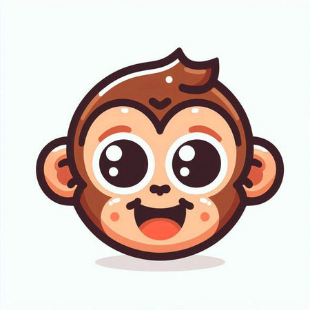 Cute cartoon monkey face. Vector illustration isolated on white background.のイラスト素材