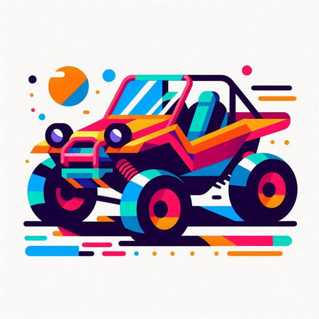 Off-road vehicle colorful vector illustration. Grunge style.のイラスト素材