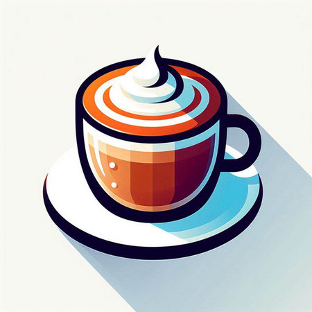 Coffee cup with whipped cream. Vector illustration in flat styleのイラスト素材