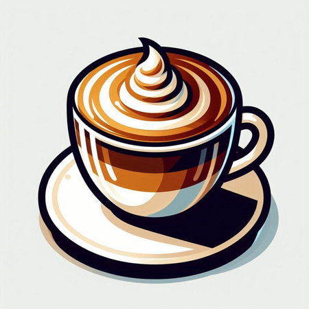 Illustration of a cup of cappuccino with whipped creamのイラスト素材