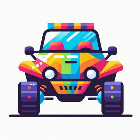 Police car. Flat vector illustration in cartoon style on white background.のイラスト素材