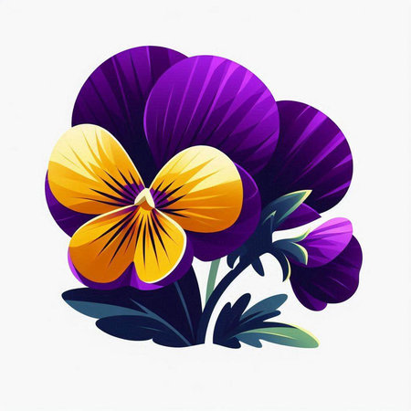 Purple pansy flowers on a white background. Vector illustration.のイラスト素材