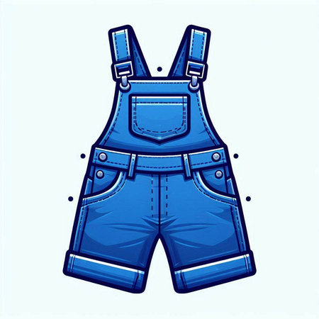 Jeans overalls with pockets. Vector illustration of jeans overalls.のイラスト素材
