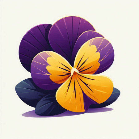 Colorful pansy flowers on a white background. Vector illustration.のイラスト素材