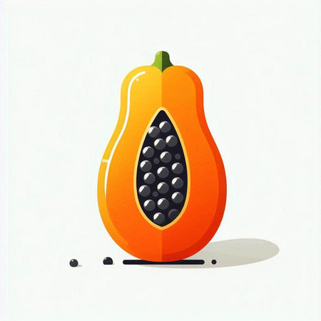 Papaya fruit on white background. Vector illustration of papaya.のイラスト素材