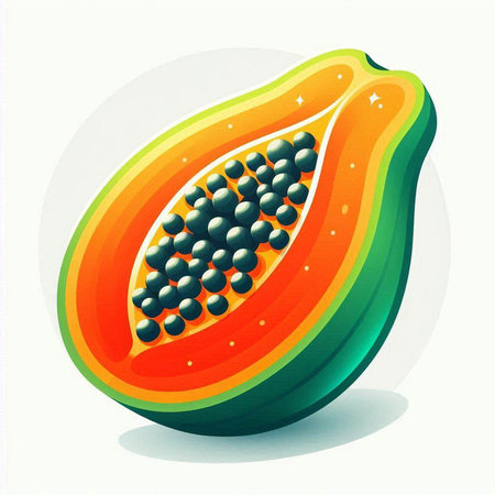 Papaya fruit on white background. Vector illustration of papaya.のイラスト素材