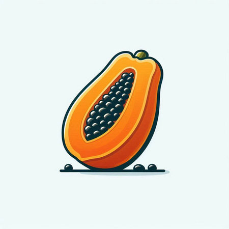 Papaya fruit. Vector illustration of a papaya fruit.のイラスト素材