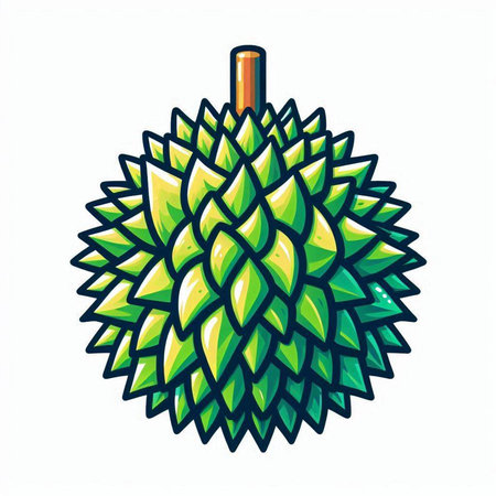 Tropical fruit, durian isolated on white background. Vector illustration.のイラスト素材