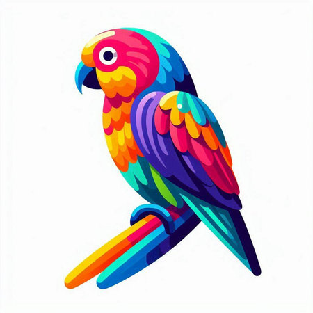 Colorful parrot isolated on a white background. Vector illustration.のイラスト素材