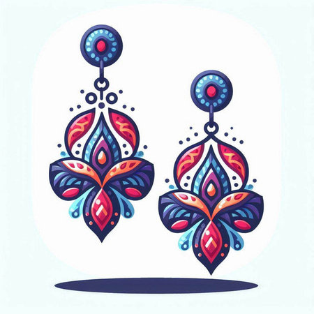 Illustration of earrings in ethnic style. Vector illustration for your designのイラスト素材