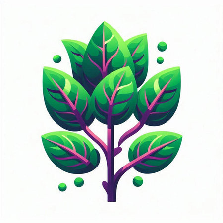 Illustration of a green leafy plant isolated on a white backgroundのイラスト素材