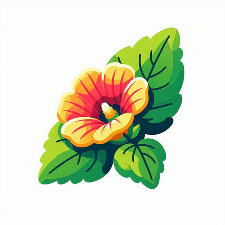 Flower of hibiscus on a white background. Vector illustration.のイラスト素材