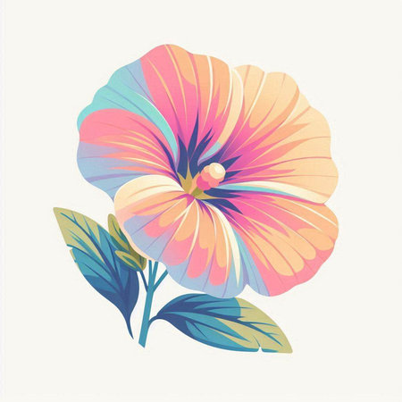 Vector hand drawn illustration of a pink hibiscus flower.のイラスト素材