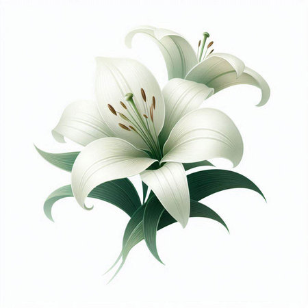 White lily isolated on white background. Vector illustration for your designのイラスト素材