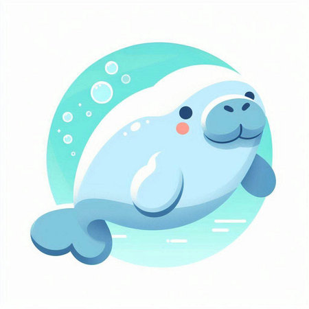 Cute cartoon baby seal on the background of the sea. Vector illustration.のイラスト素材