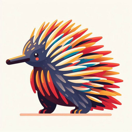 Hedgehog vector illustration, echidna in cartoon style.のイラスト素材