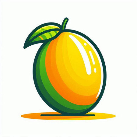 Mango fruit on a white background. Vector illustration of a mango.のイラスト素材